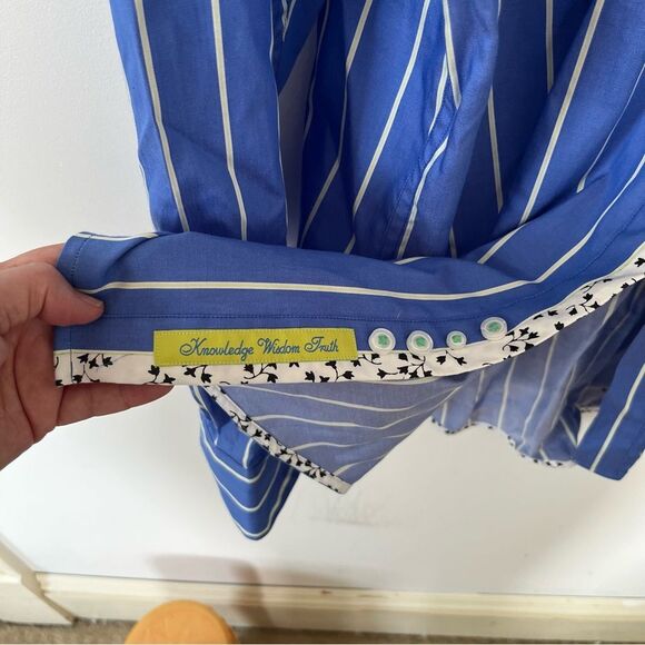 Robert Graham NWT "Aruba" Blue White Stripe Cotton Button Down Dress Shirt - Picture 12 of 16